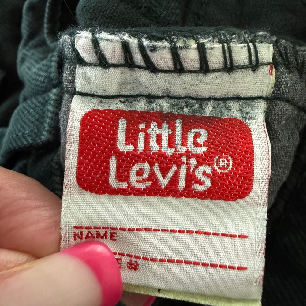 Vintage Little Levi's 550 Orange Tab Kids Jeans Forest Green Relaxed Fit 7 Slim - Picture 10 of 12